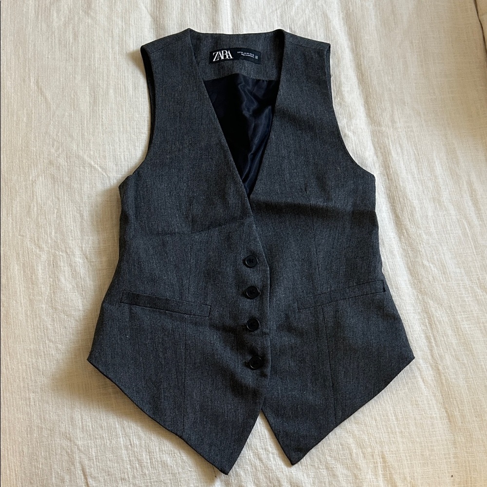 Zara Charcoal Buttoned Vest